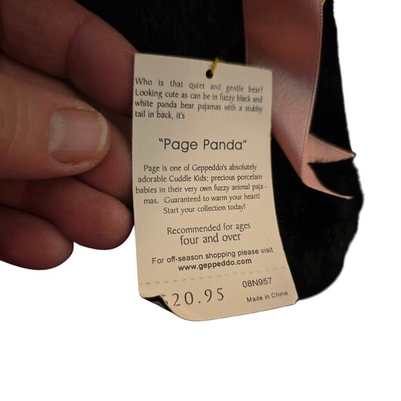 Adorable Baby Porcelain Face Panda Geppeddo Cuddle Kids "Page Panda" 9" Plush! - Picture 2 of 5